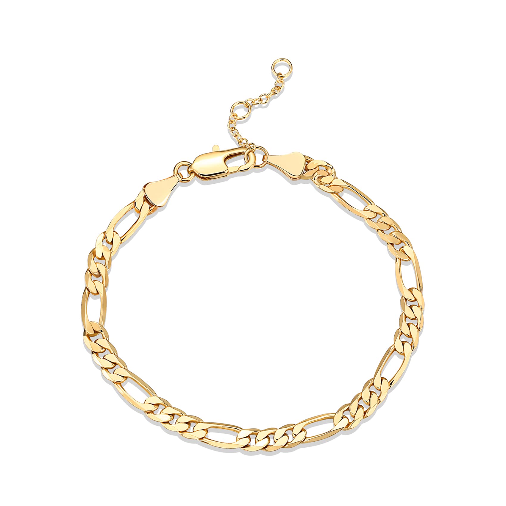 PAVOI14K Gold Plated Paperclip/Curb/Figaro Chain Adjustable Bracelet for Women
