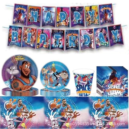 Nesloonp Juego de vajilla para Fiesta de cumpleaños,54 PCS Baloncesto Tema Fiesta de cumpleaños decoración temática de Fiesta Vajilla Sirve 16 Invitados para Niñospara niños Cover