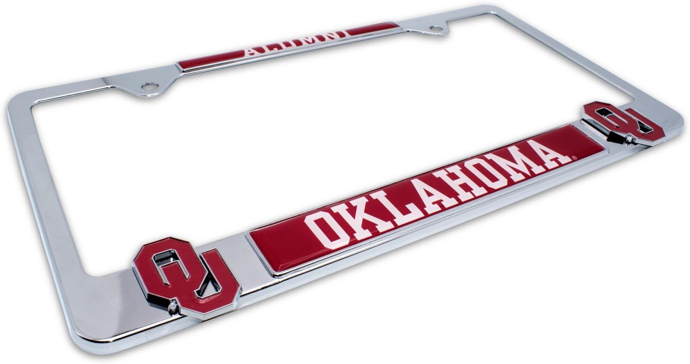 Elektroplate Officially Licensed – University of Oklahoma Alumni Chrome Metal License Plate Frame with 3D Logos affixed | Premium Metal Car Tag Holder | Weather-Proof Automotive Accessory