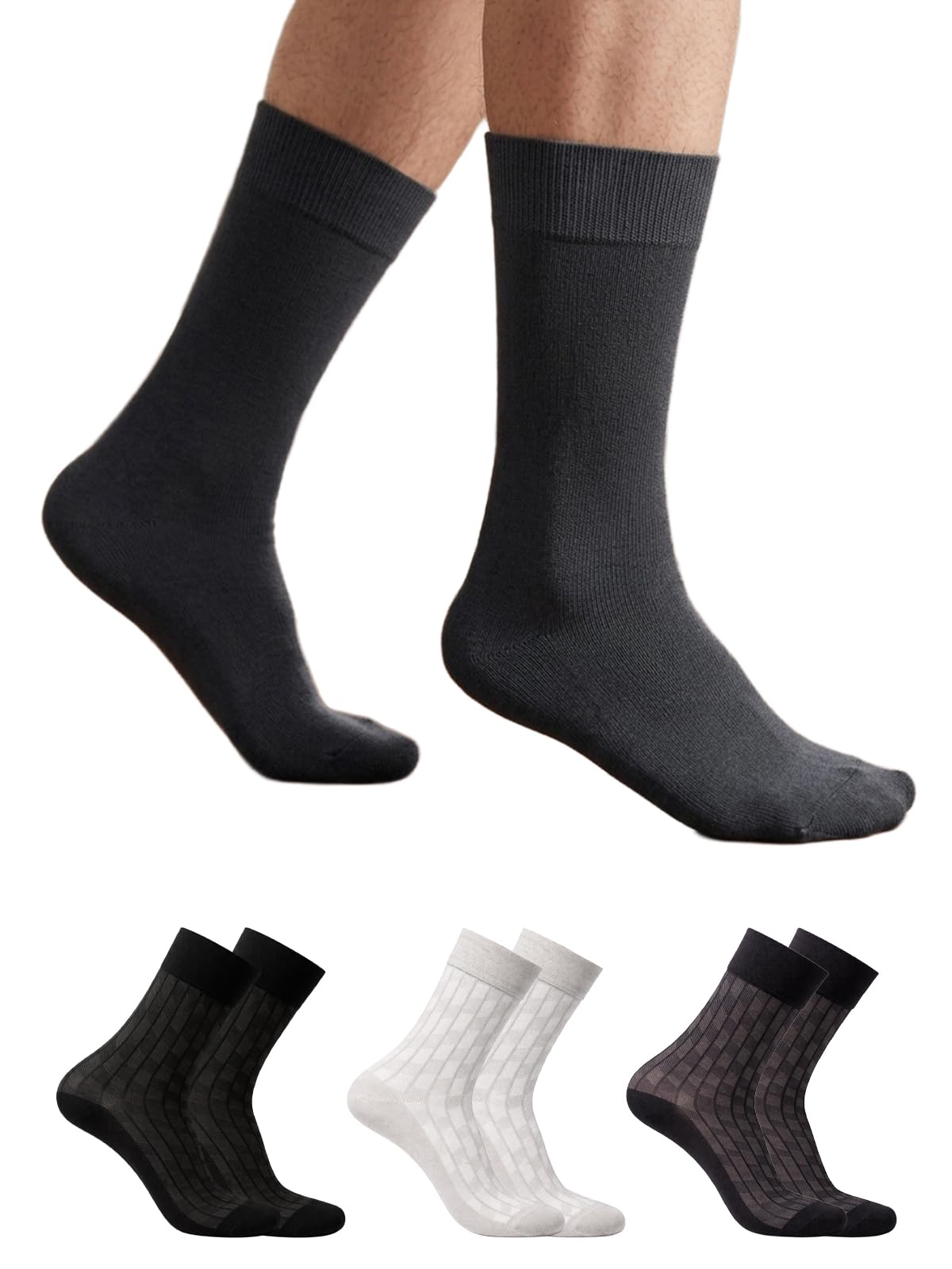 Socks for Men Anti-Bacterial,Moisture Wicking,Hypoallergenic,Thermoregulating,Ultra Soft Crew Length Socks | Bamboo Socks for Men | Pack of 4-image-43
