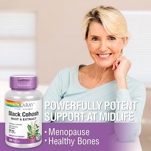 Miniatura 4 de Solaray Raíz y extracto de cohosh negro de 545 mg | Suplemento de apoyo para la salud y la menopausia de las mujeres | Sin OMG | 120 cápsulas