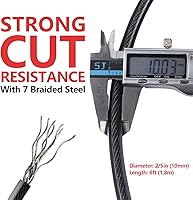 Vista 3 de DELSWIN Candado de disco con cable, bloqueo de disco de acero inoxidable, grillete de 3/8 pulgadas y cable de acero de seguridad de 6 pies