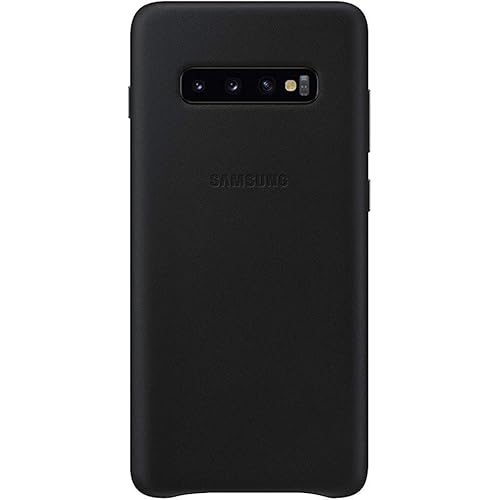 SAMSUNG Original Galaxy S10+ Protective Leather Back Cover Case, Black