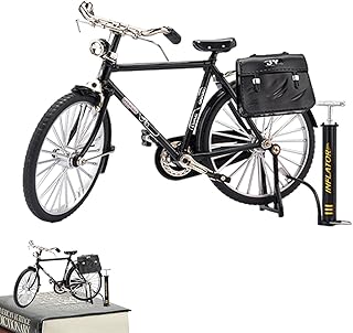 Bicycle Model Scale DIY Kit,Alloy Mini Retro Finger Bike Toys,Alloy Mini Bicycle With Inflator,Miniature Bike 1: 10 Bike Model Alloy Bike Miniature Bike Toy Finger Bike For Collections Bookshelf Decor