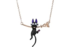 Studio Ghibli Kiki's Delivery Service Jiji Hanging on Broom Necklace