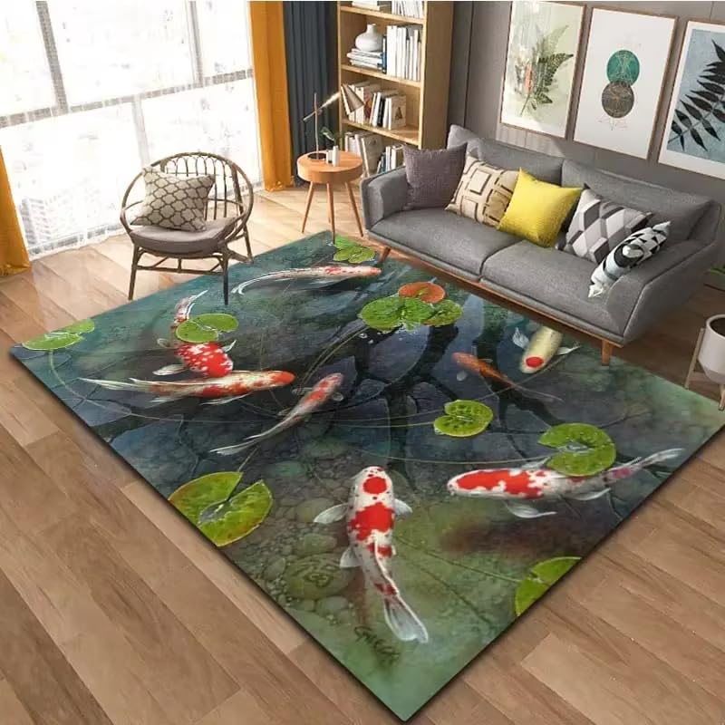 Tapis de bain carpes koï grand format style bohème chic