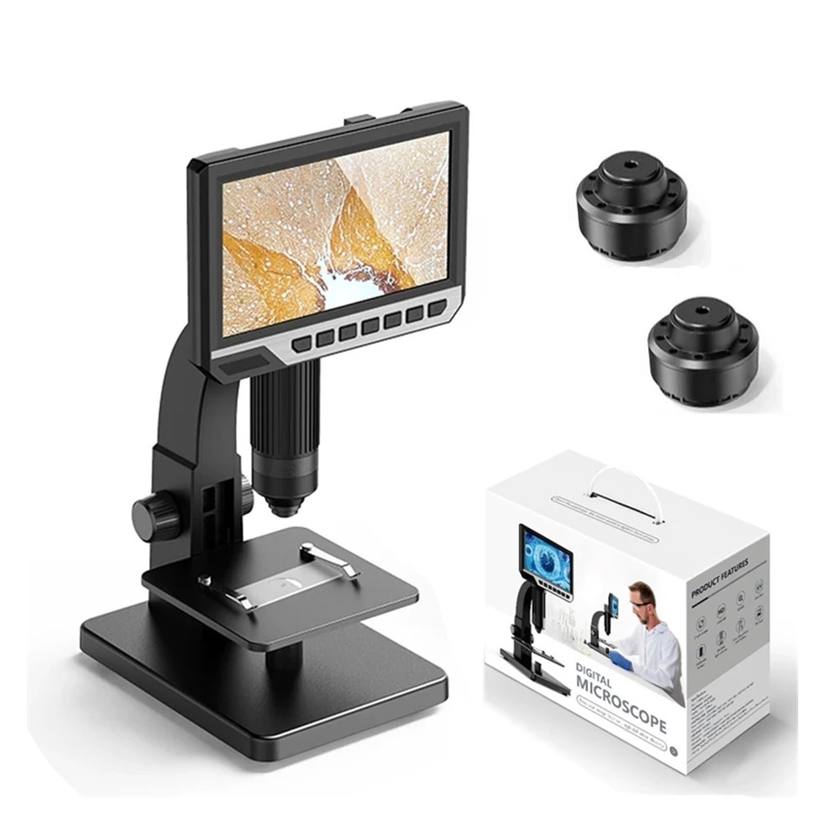 2000X Digitalmikroskop 7-Zoll-HD-Display Elektronisches Industrie-USB-Mikroskop mit Doppellinse, Kamera, Zoom-Lupe, Endoskop