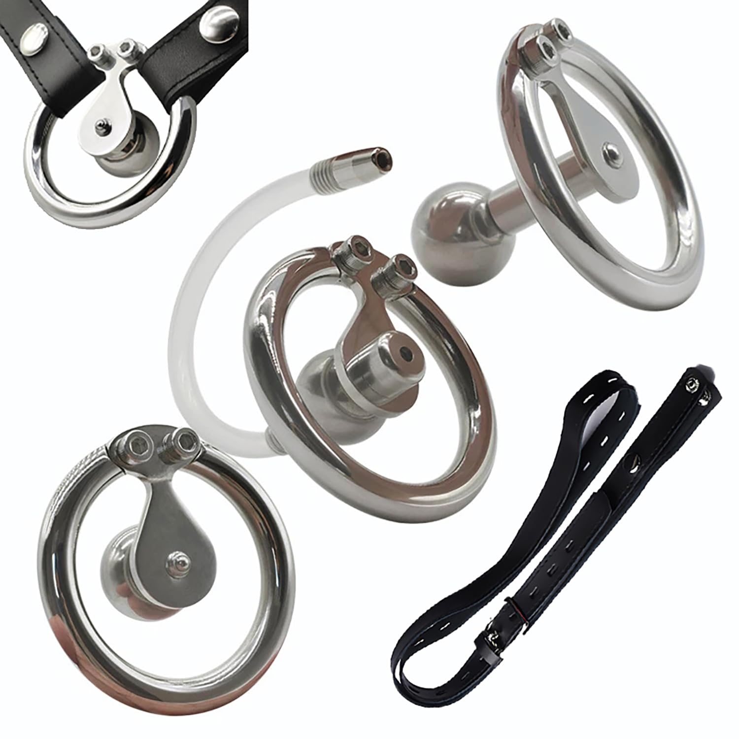Outil de Protection Sport Court en métal argenté avec Ceinture, Plat, 3 Accessoires, diamètre intérieur de l'anneau 40/45/50mm,Basic+a,45MM