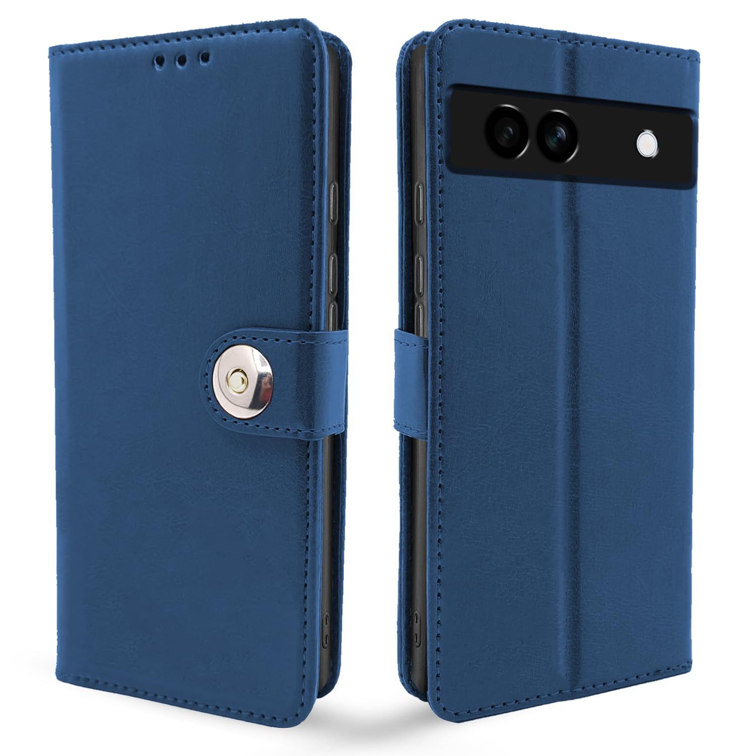 Pikkme Google Pixel 7A Flip Cover Leather Finish | Inside TPU with Card Pockets | Wallet Stand and Shock Proof | Complete Protection Button Flip Case (Blue) (B0CXF26BZK) Amazon Price History, Amazon Price Tracker