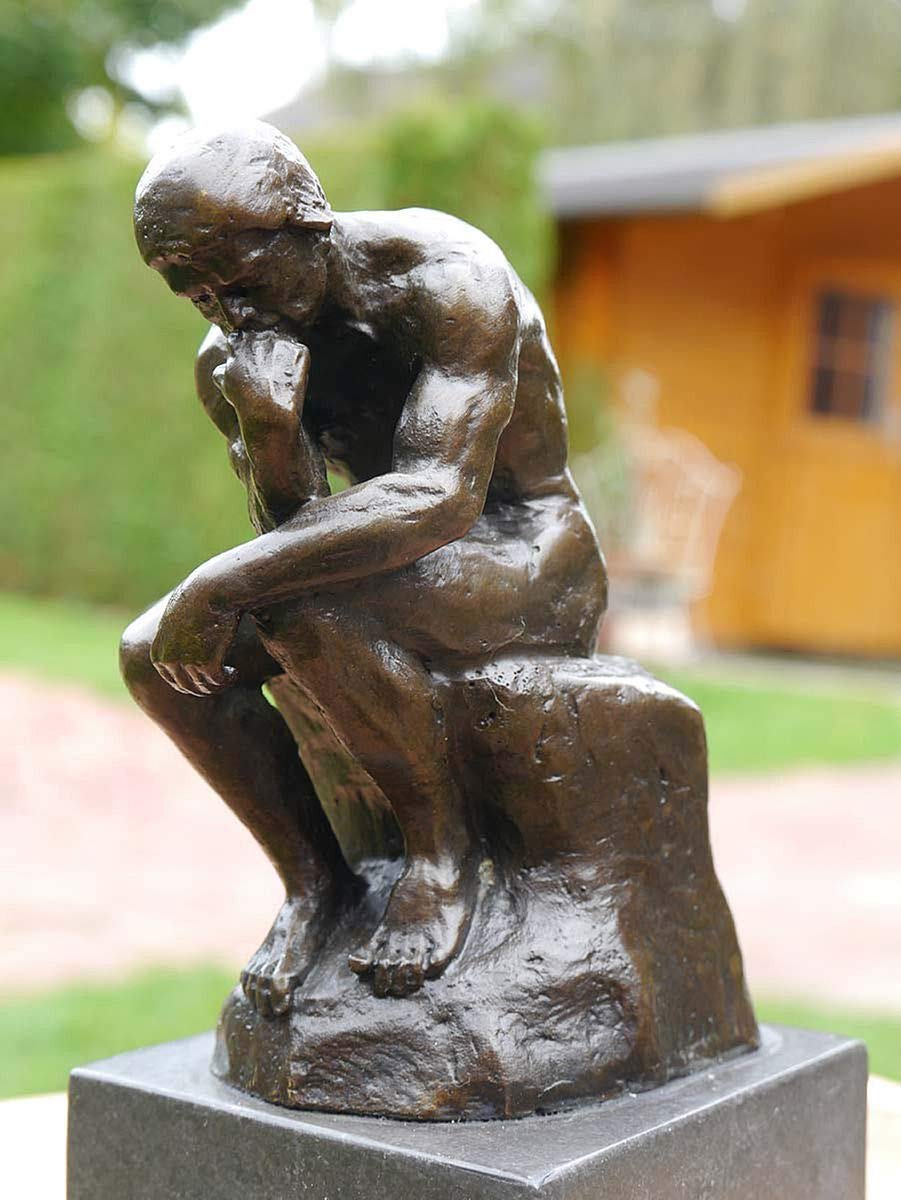 Bronze Figur der Denker nach Auguste Rodin auf edlem Marmorsockel | Skulptur Statue Dekoration | H: 19 cm (873)