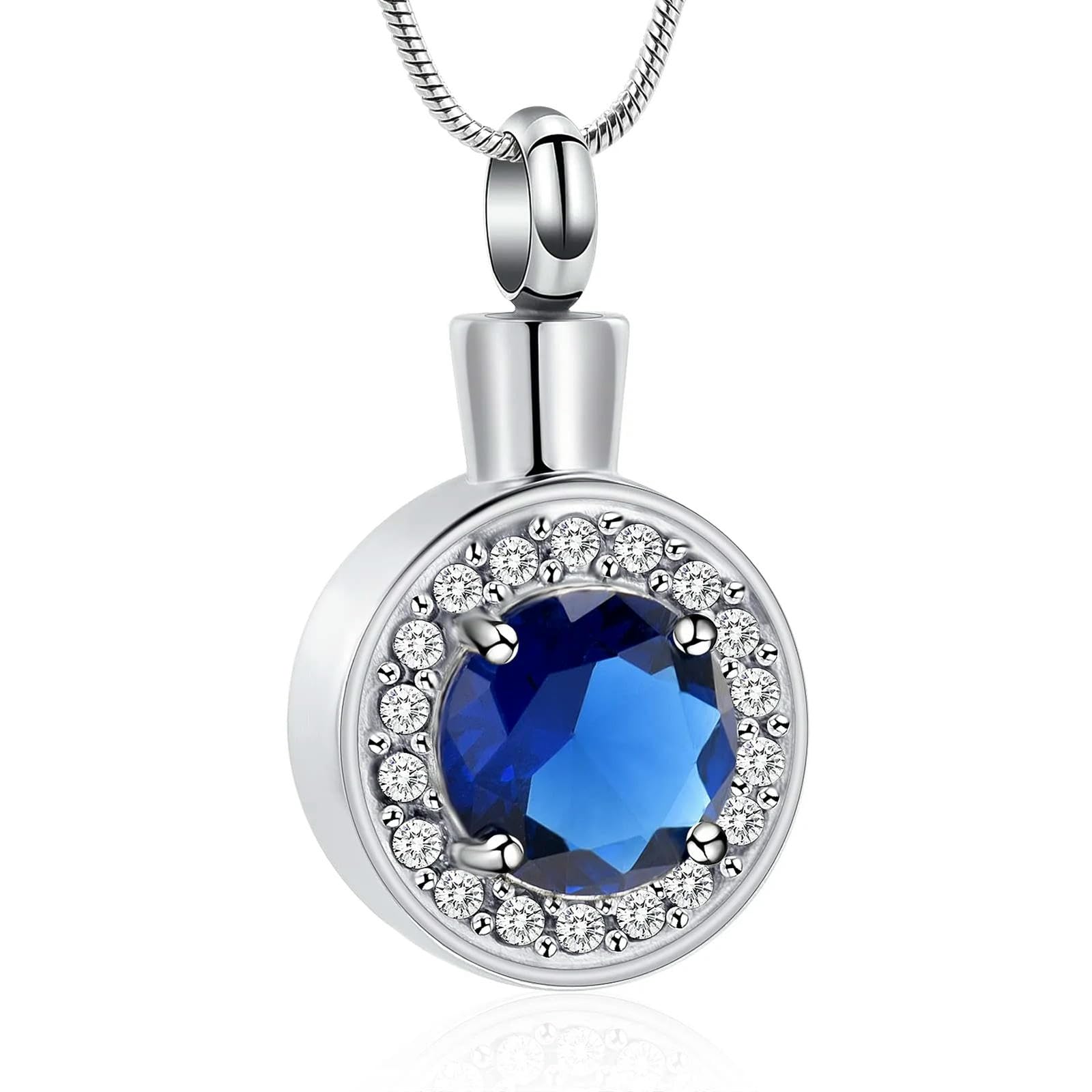 MYPOWER Cremation Jewelry Urn Necklace Stainless Steel Ashes Urn Locket for Women/Men-Blue