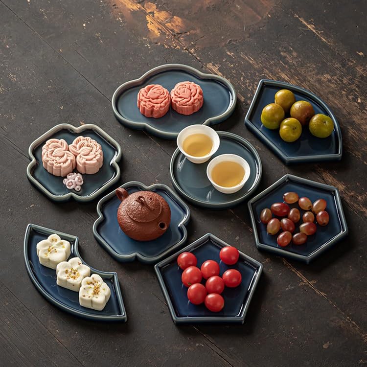 Bandejas Servir Comida Bandeja de merienda té China, Bandeja pequeña y Exquisita for Pasteles, Mesa postres Boda, Decorativa Mesa Cama