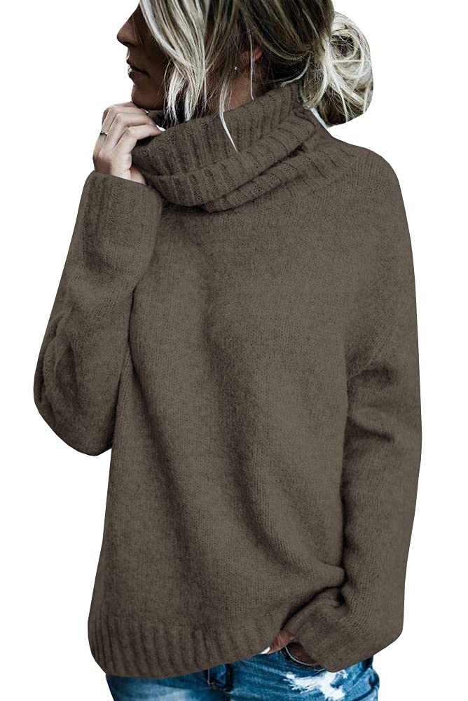 FISACE Womens Oversized Turtleneck Pullover Sweater Cable Knit Sweater Tops | Long Sleeve,Slouchy,Fall,Winter,Lightweight,Loose,Trendy,Casual,Sexy