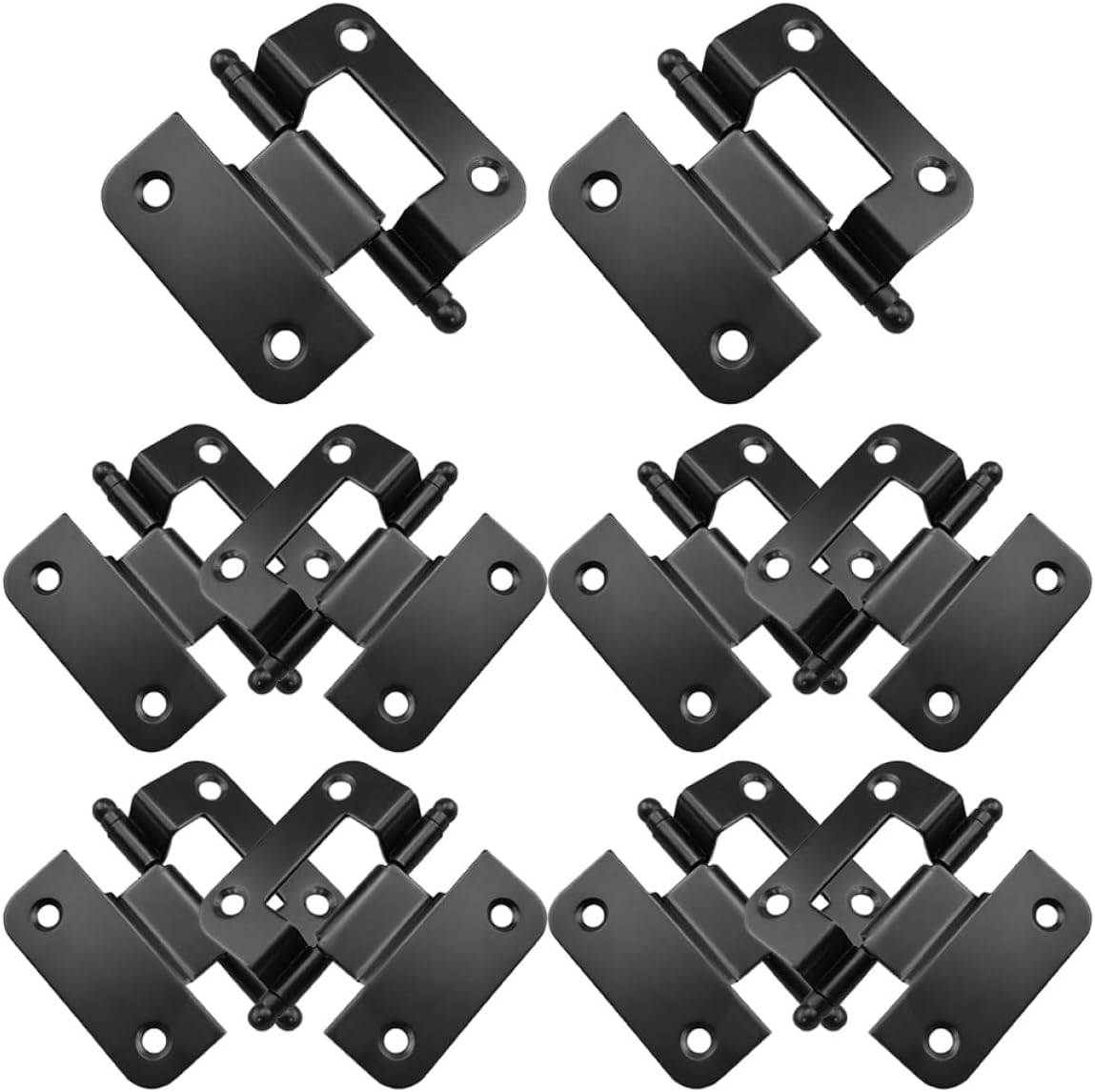 10pcs Self-Closing Cabinet Door Hinges Matte Black 51x6x1.5mm Embedded Corner Hinges for Kitchen and Bathroom Cupboards