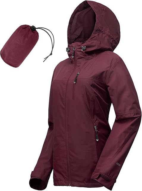 33,000ft Paquet Rain Jacket Femme Lightweight imperméable imperméable avec Hood vélo Veste Windbreaker