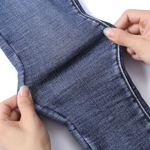 SKYWPOJU Thermojeans Damen Winterhose Thermohose Leggings mit Innenfleece Winterhose Warm Gefütterte Jeans Straight Hose mit Weitem Gummizug Band Jeans Fleece Treggings Damen