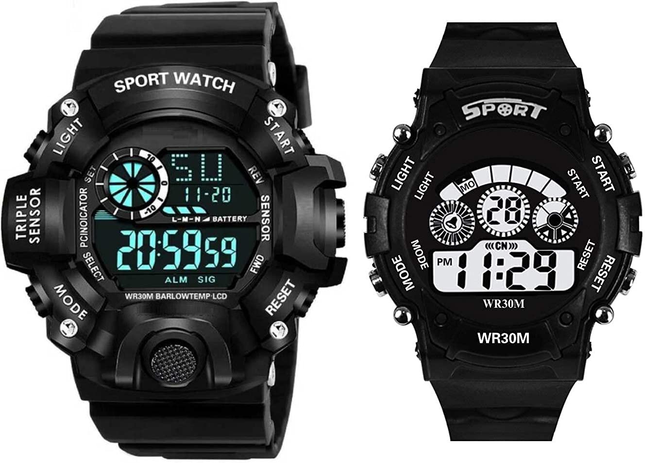 The Shopoholic Digital Shockproof Multi-Functional Black Color Strap Waterproof Digital Sports Watch for Mens Kids Watch for Boys Pack of 2 (B09HQX56J5) Amazon Price History, Amazon Price Tracker
