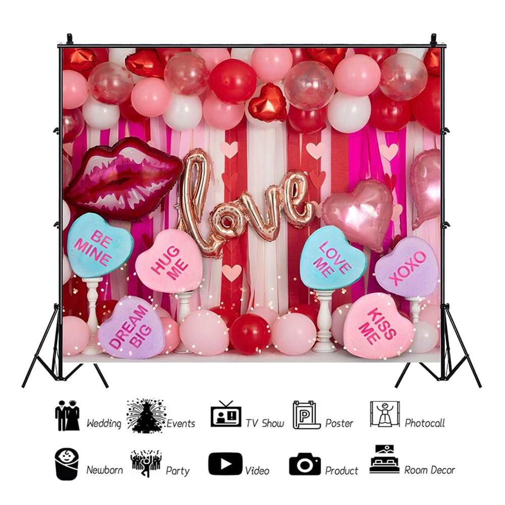 Fondo del Día de San Valentín 3x2 m, Globo de Rosa Roja Amor Fondo de Pared de Fotos del Día de San Valentín, Fondo de Caja de Fotos de Vinilo para Boda Aniversario Día de la Madre Fiesta