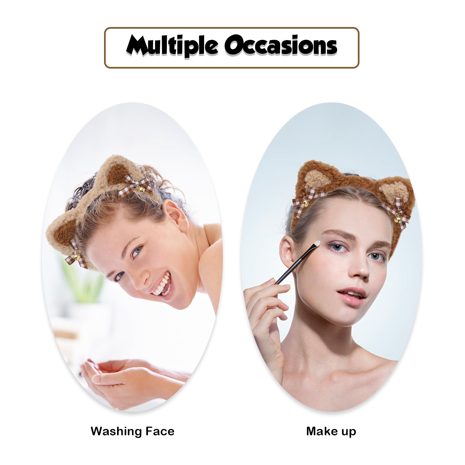 4 Diademas De Orejas De Oso De Felpa Marrón | Diadema Única Para Adultos | Suave Y Cómoda | Ideal Para Cosplay, Fiestas, Navidad Y Sesiones De Fotos | Accesorio Unisex
