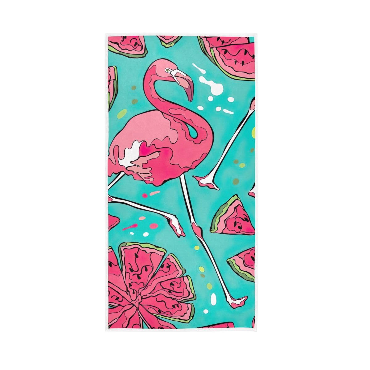 HUYGD Flamingo Watermelon Blue Bath Hand Towels for Bathroom, Hand Towels for Bathroom, Shower, Hotel, Spa 15 x 30 Inches