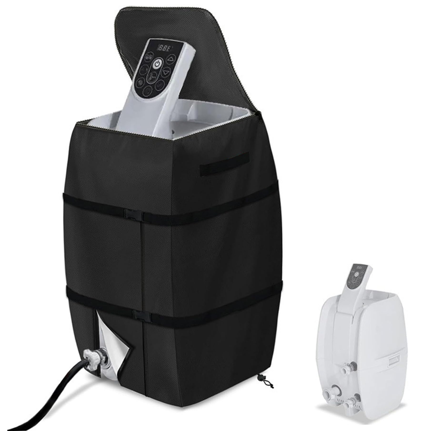 Housse De Spa Portable Noire - Couverture Chauffage Spa Imperméable Ajustable Avec Cordon Et Poignée