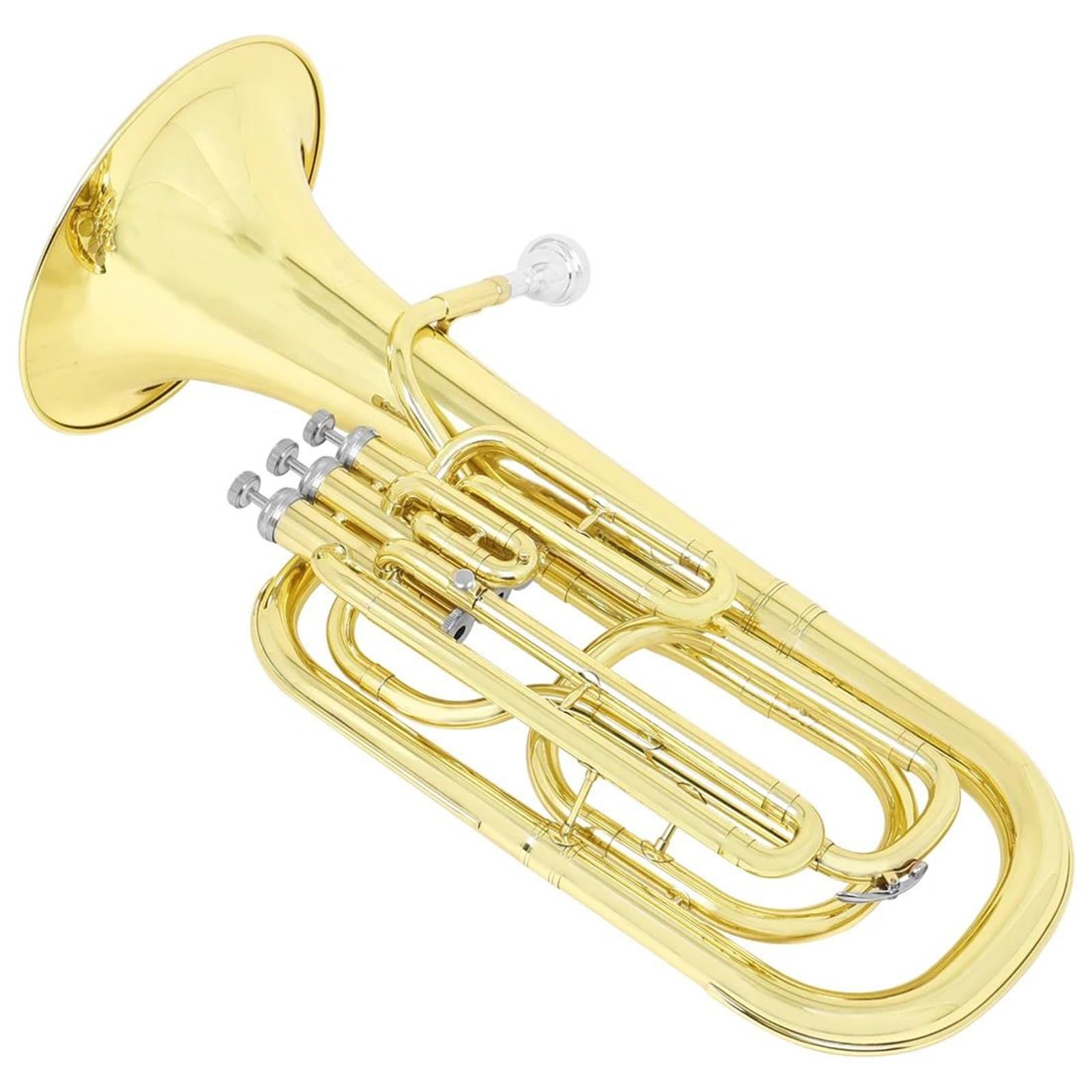 Messing-Euphonium B Flat 3-Tasten Vertikalschlüssel Messingkörper Euphonium Instrumententeile Zubehör Mit Koffer Handschuhe Rückengurte(2)