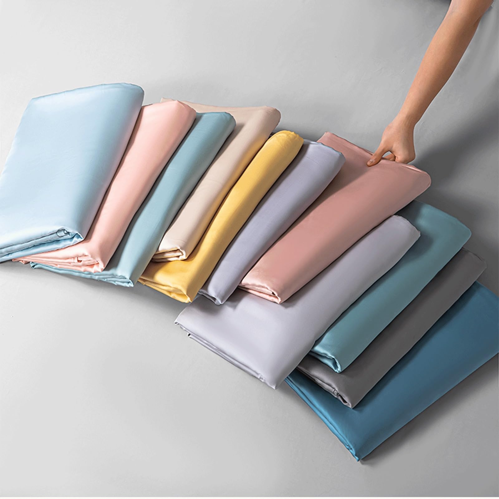 Sábana Encimera 180x230cm 245x250cm 245x265cm Sábana Plana de Lujo Tencel Fresca Sedosa y Súper Suave Cama de 120 a 200cm(Sky Blue,180x230cm+48x74cm x2)