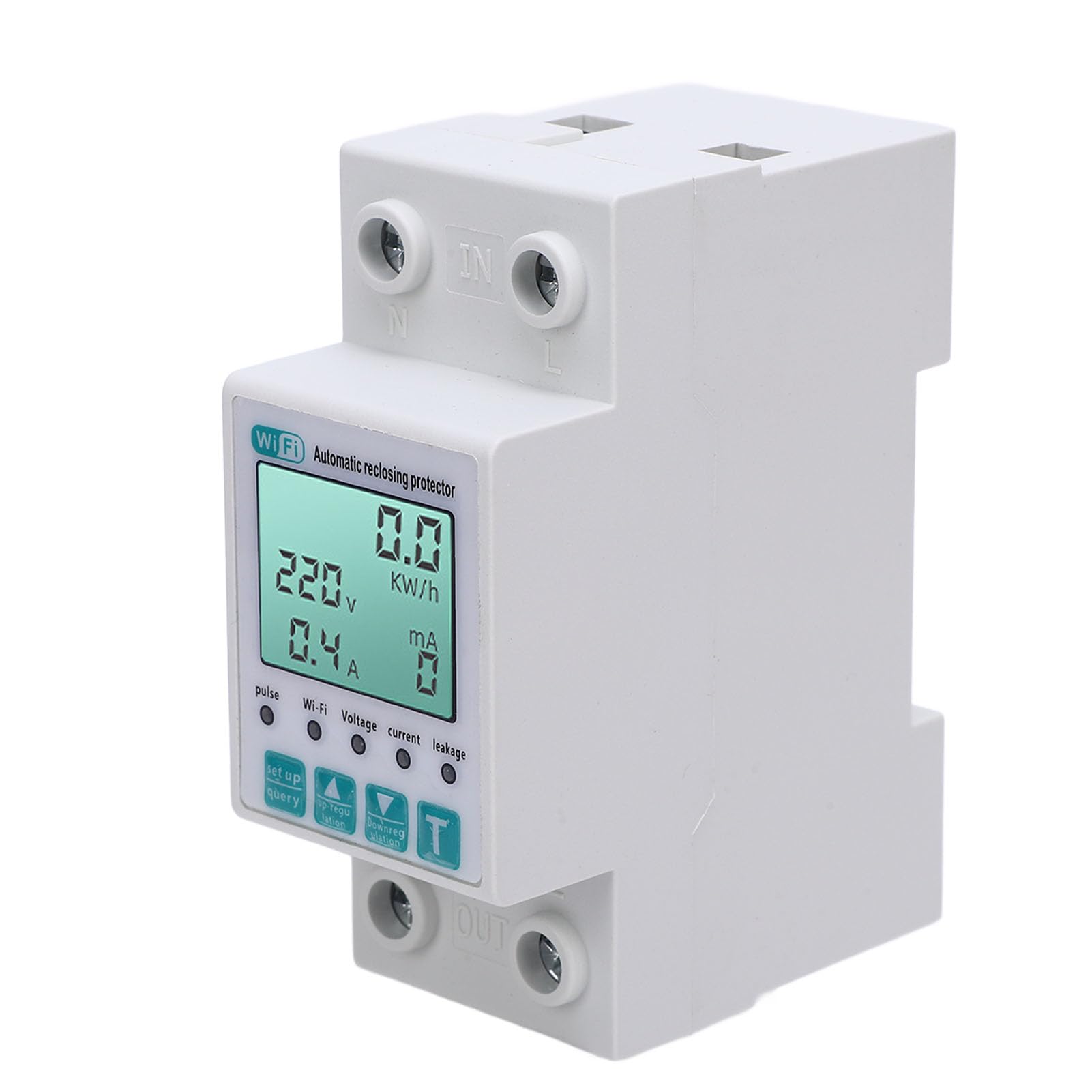 Hidyliu Misuratore di Energia Intelligente WiFi Monitor del Consumo di Energia con Telecomando per Uso Domestico Materiale ABS Ampio Schermo LCD