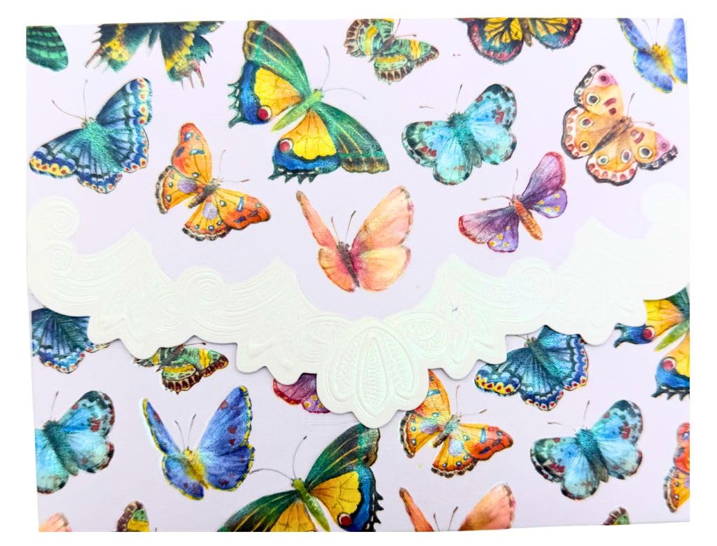 Poster Foundry Butterfly Boxed Note Cards by Carol Wilson. 10 embossed 4x5 Die-Cut Notecards and Matching Envelopes in Decorative Gift Box with Magnetic Flap. NCP2503