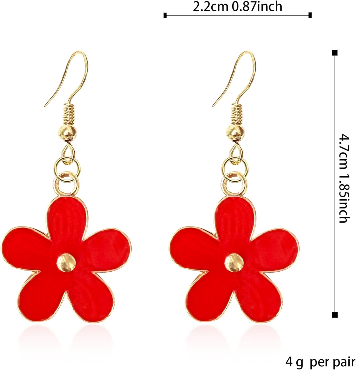Alloy Flower Dangle Drop Earrings for Women Lightweight Boho Floral Statement Earrings Gold Tone Studs - Image 5