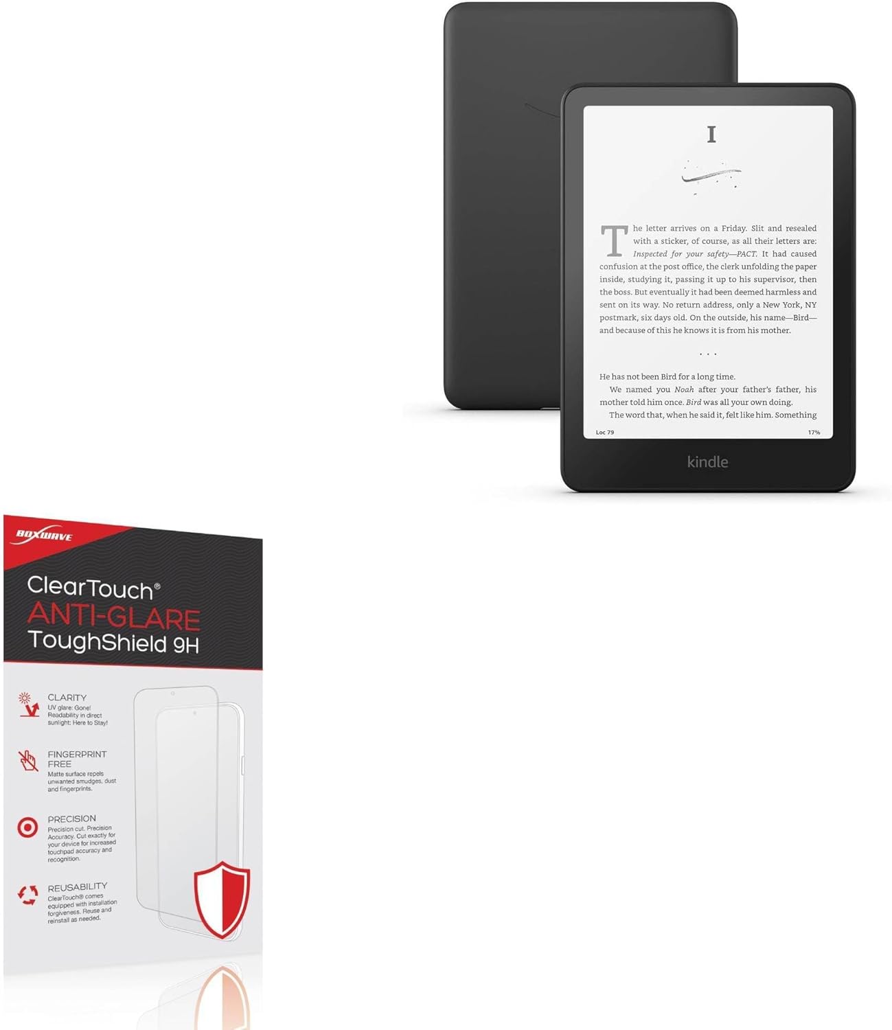 BoxWave Screen Protector Compatible With Amazon Kindle Paperwhite (11th Gen) – ClearTouch Anti-Glare ToughShield 9H (2-Pack), Anti-Glare 9H Tough Flexible Film Screen Protector