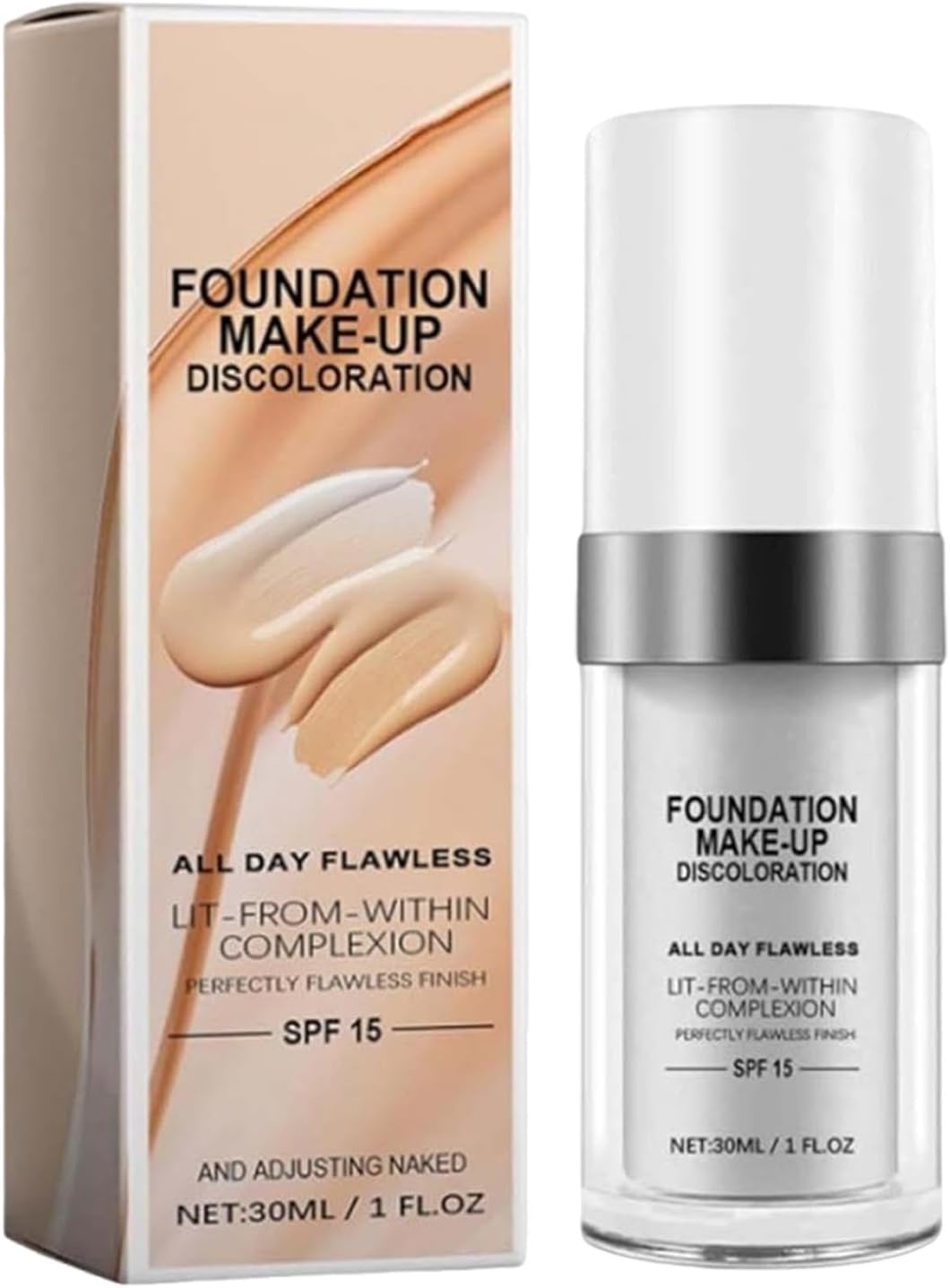 Color Changing Foundation, SPF 30 Foundation, Long Lasting Base, Flawless Finish en Dermatoloog-getest, lichtgewicht textuur, 12x3x3cm, voor vrouwen