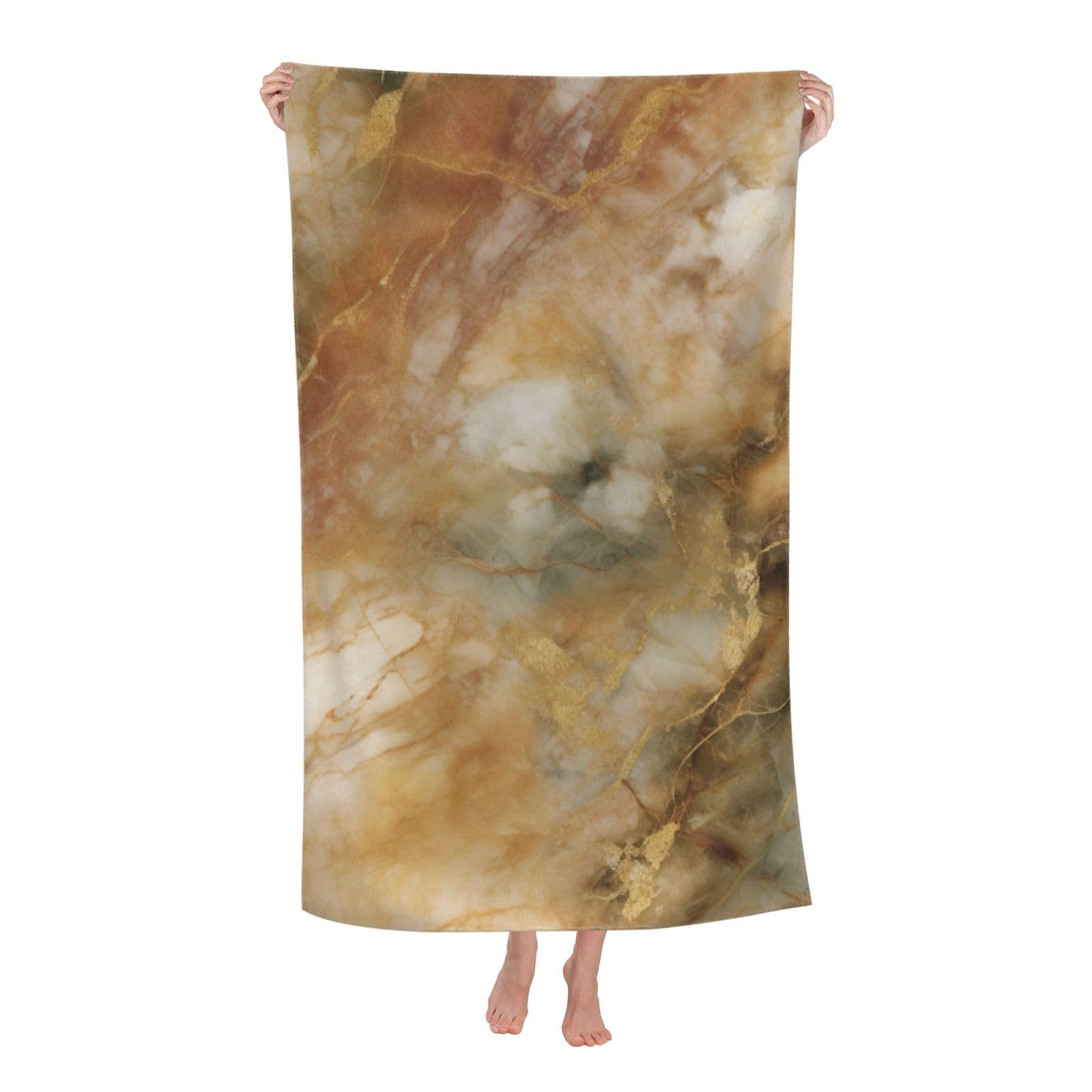 BWWHCCTI Golden Marble Printed Quick Dry Bath Towel, Soft Microfiber Towels Fast Drying Beach Towels for Travel,Camping,Gym,Swimming,Yoga