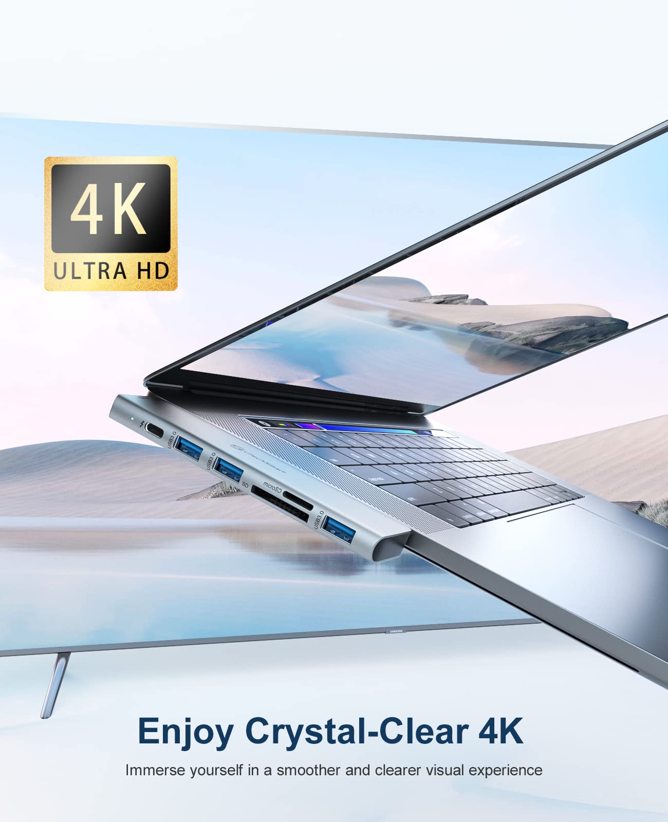 Adaptador USB C Hub MacBook -  7 en 2 MacBook Pro/Air Accessories Adaptador multipuerto con puerto Thunderbolt 3, 100W PD 4K @30Hz, 40Gbps 4K HDMI, 3* USB 3.0 puerto de datos SD y lector de 5