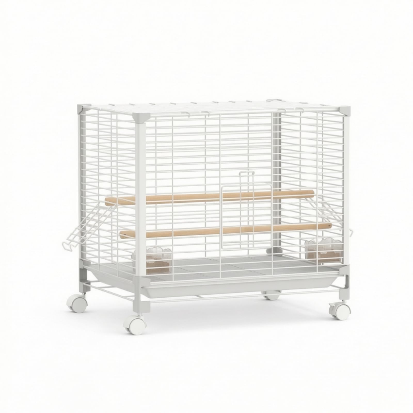 Jaula para Pájaros Jaula Aves Pajarera Jaulón Voladera Marco Metálico con Giratorias Limpieza Rápida con Bandeja Accesorios Completos Adecuada para Interiores Hogares, Mediano