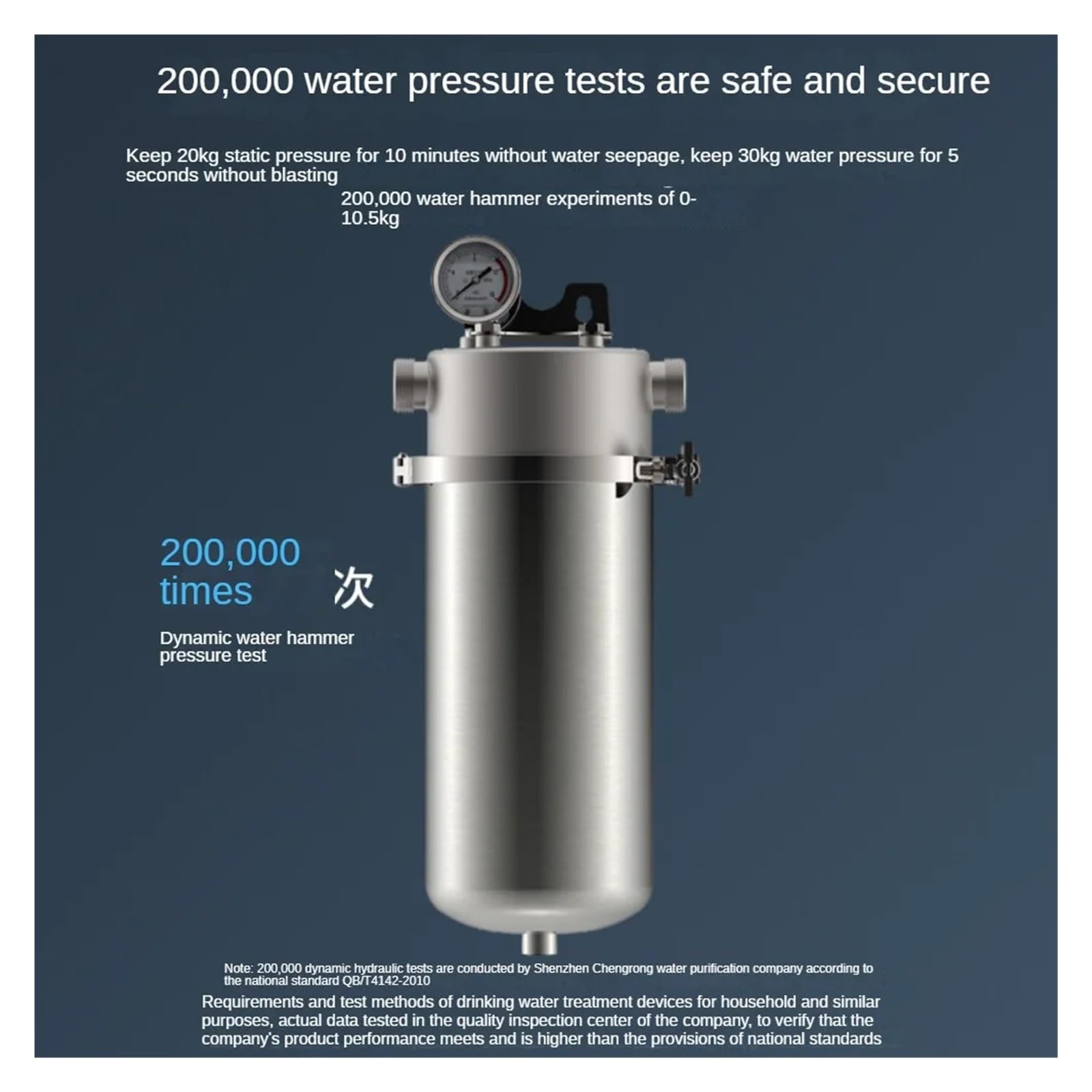 di filtraggio acqua in acciaio inossidabile da 10 pollici, prefiltro for l'acqua del lavandino di grandi dimensioni a 3 stadi da 1 micron Sostituzione sottolavello(401.5mm)