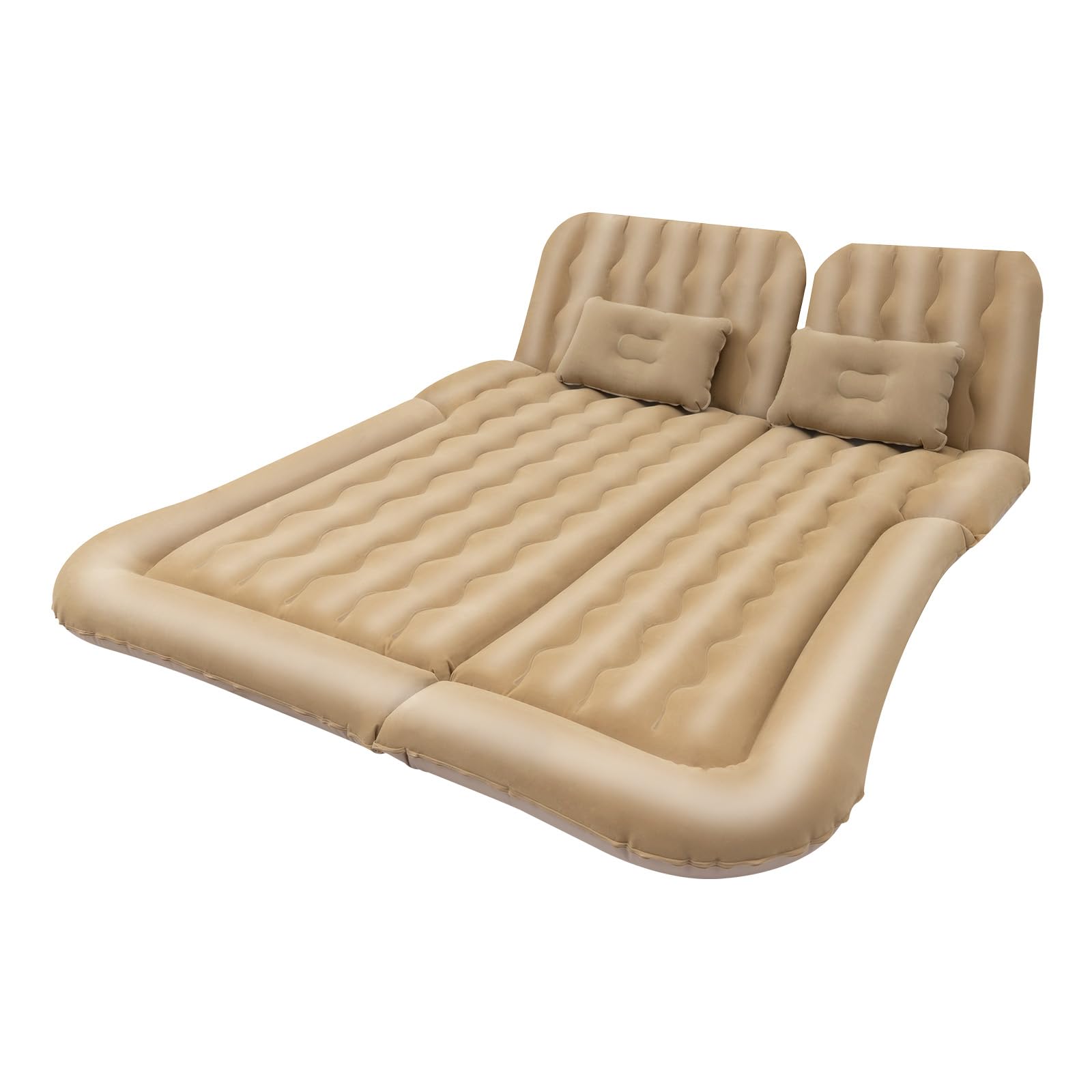 Materasso ad aria per auto, SUV e campeggio, con pompa e 2 cuscini, autogonfiabile, portata: 250 kg, per viaggi, campeggio, attività all'aperto, 174 x 126 cm (beige)