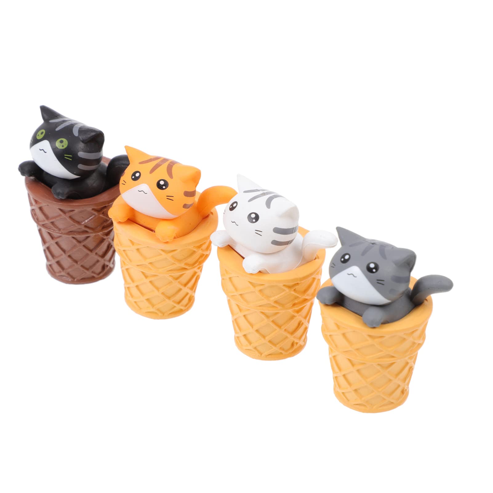 Amazon.co.jp: 4個 アイスクリーム猫 かわいい動物の置物 アイス  
