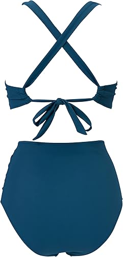 Miniatura 3 de RXRXCOCO - Traje de baño de una pieza para mujer, cruzado en la parte delantera, con control de abdomen y con abertura, cintura alta, monokini