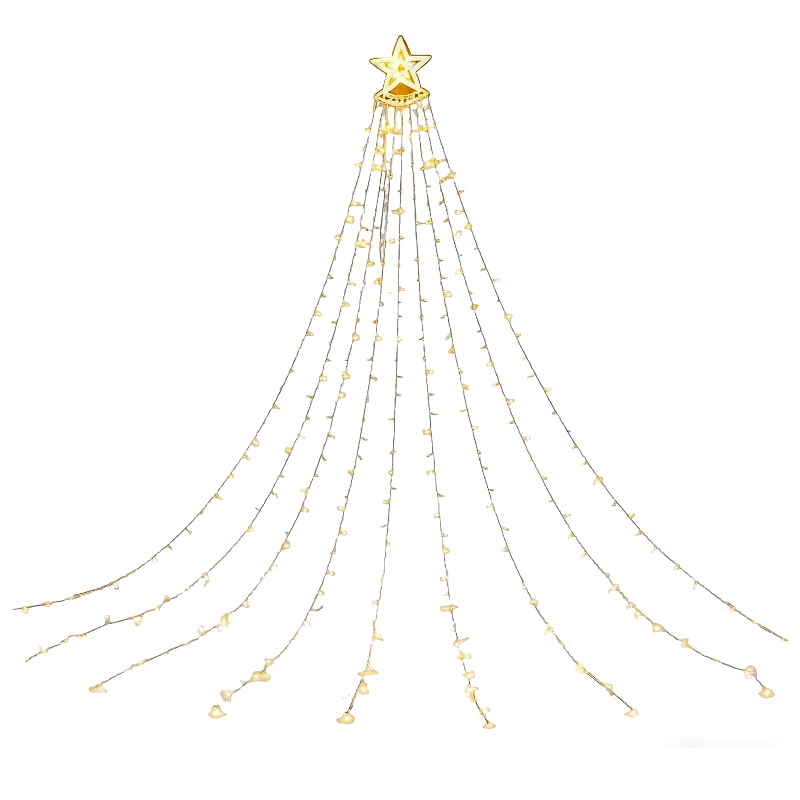 Genérico Luces Navideñas Solares Iluminación Ambiental Estrella Multimodo | Cadena De Luces LED De Árbol De Navidad En Cascada para Jardín Sendero Patio Porche Árbol Sala de Estar Navideña Boda Año