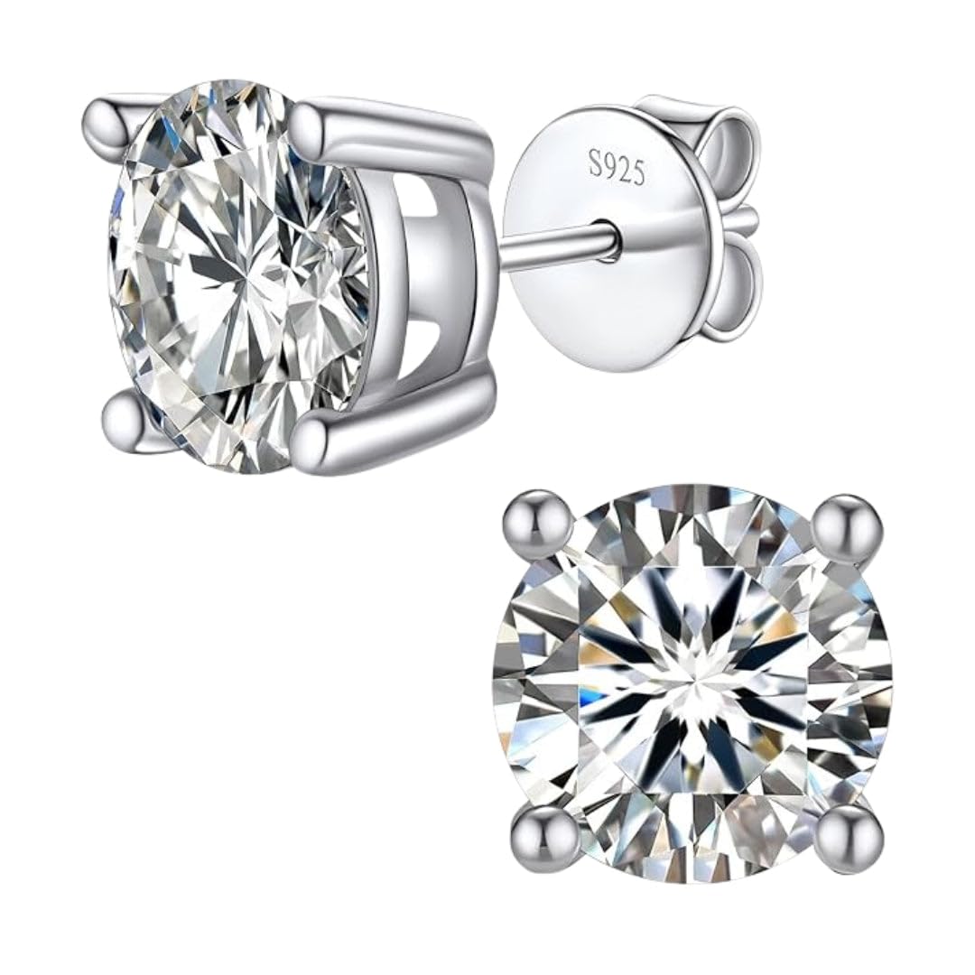 Silver Throne 925 Silver Solitaire Stud Earrings | 92.5 Sterling Silver Round Brilliant Cubic Zirconia Tops for Men Women | Sterling Silver Jewellery (B0DG2VXDM7) Amazon Price History, Amazon Price Tracker