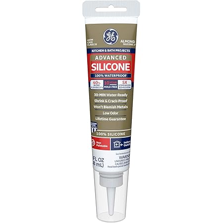 GE Momentive Performance Materials GE286 Advanced Silicone 2 Kitchen & Bath Sealant, 2.8oz, Almond