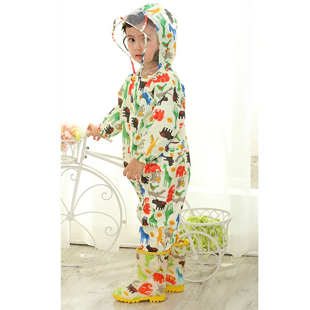 Combinaison Anti Pluie Enfant Manteau Imperméable Fille Garcon Combinaison Impermeable Bebe Veste Pluie avec Capuche Convient pour 75-135 CM