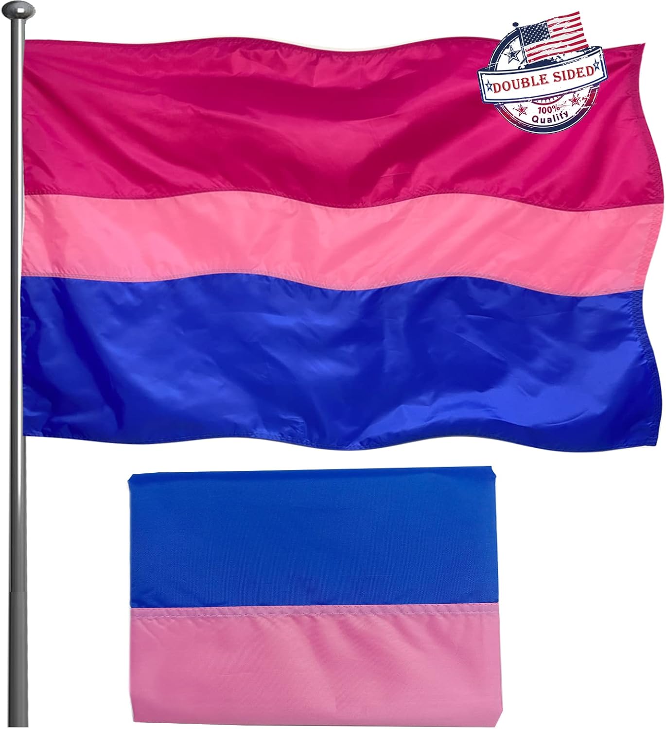 Sewn Stripe Gay Pride Flag 3x5 - Heavy Duty Excellent Stitching Nylon 8 Stripe Rainbow Gay Flag-Vibrant Color Pride Flag with Two Brass Grommets