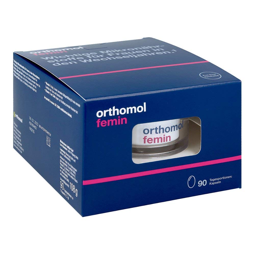 Orthomol Femin - Mikronährstoffe für Frauen in den Wechseljahren - mit Biotin, Selen, Zink, Nachtkerzenöl, Coenzym Q10 - Kapseln, 90 St. Tagesportionen