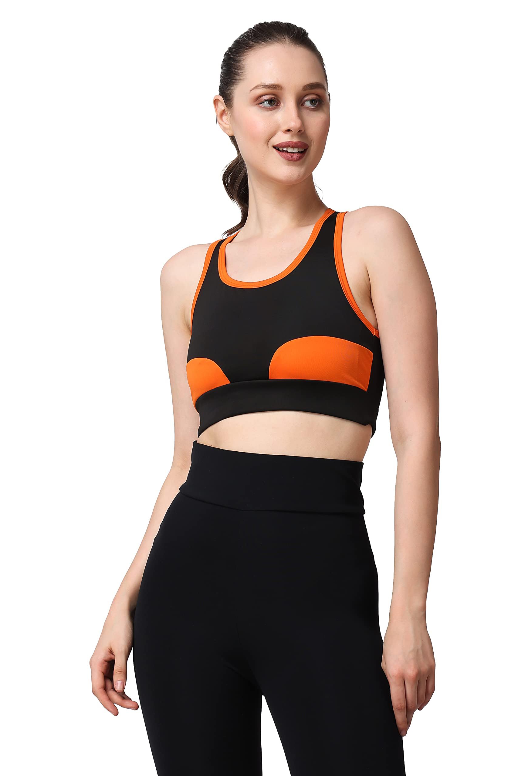 Women's Non Padded Stylish Sports Bra | Full Coverage, Anti Bacterial, Wireless | Comfortable Gym Yoga Sports Dual Color Bra-image-30