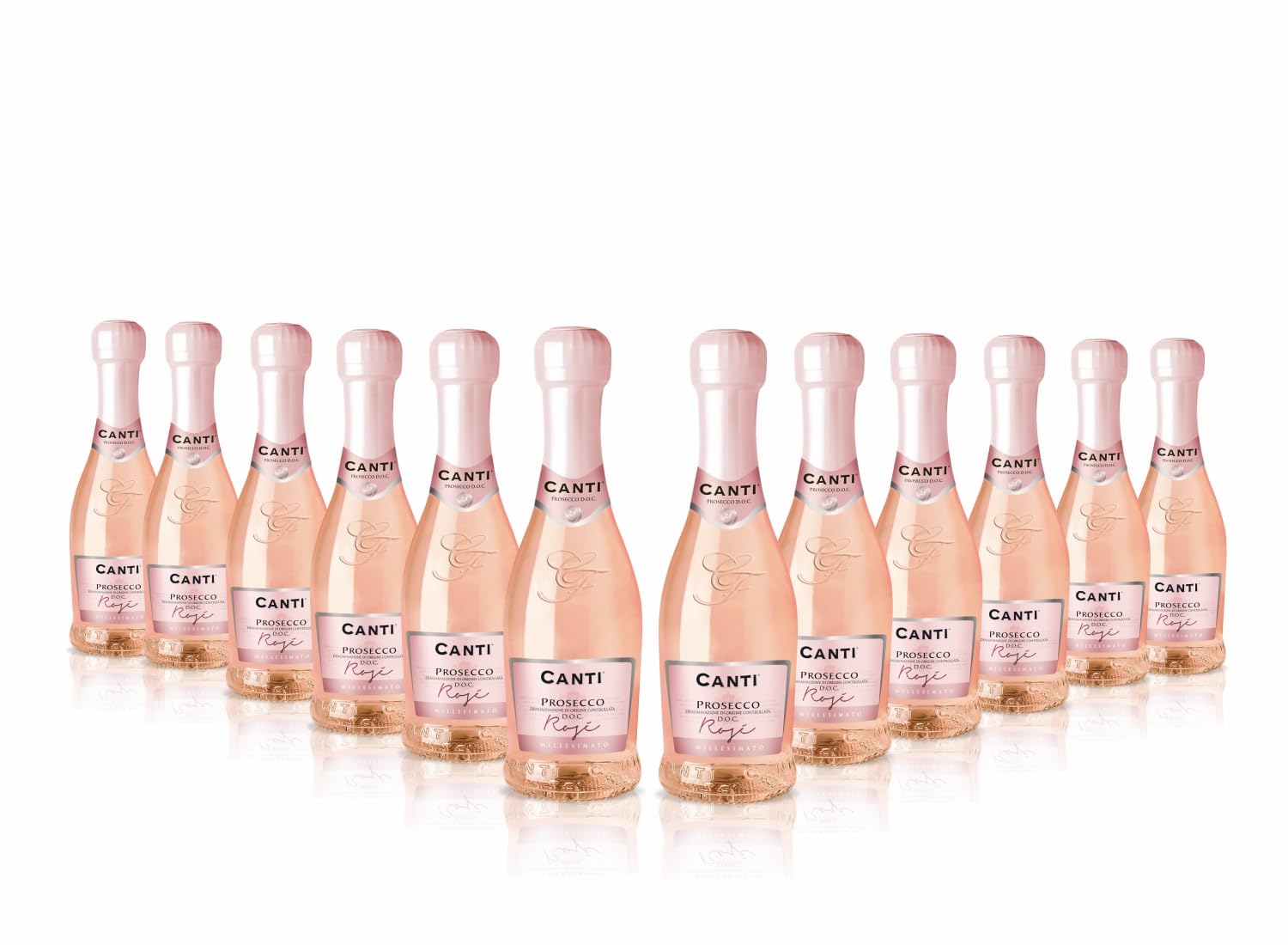 Canti - Prosecco D.O.C. Millesimato, Rose Sparkling Extra Dry, Wine Baby, Italian Glera and Pinot Noir Grape Varieties from Veneto, Fresh and Sweet Taste, 12 x 200 ml