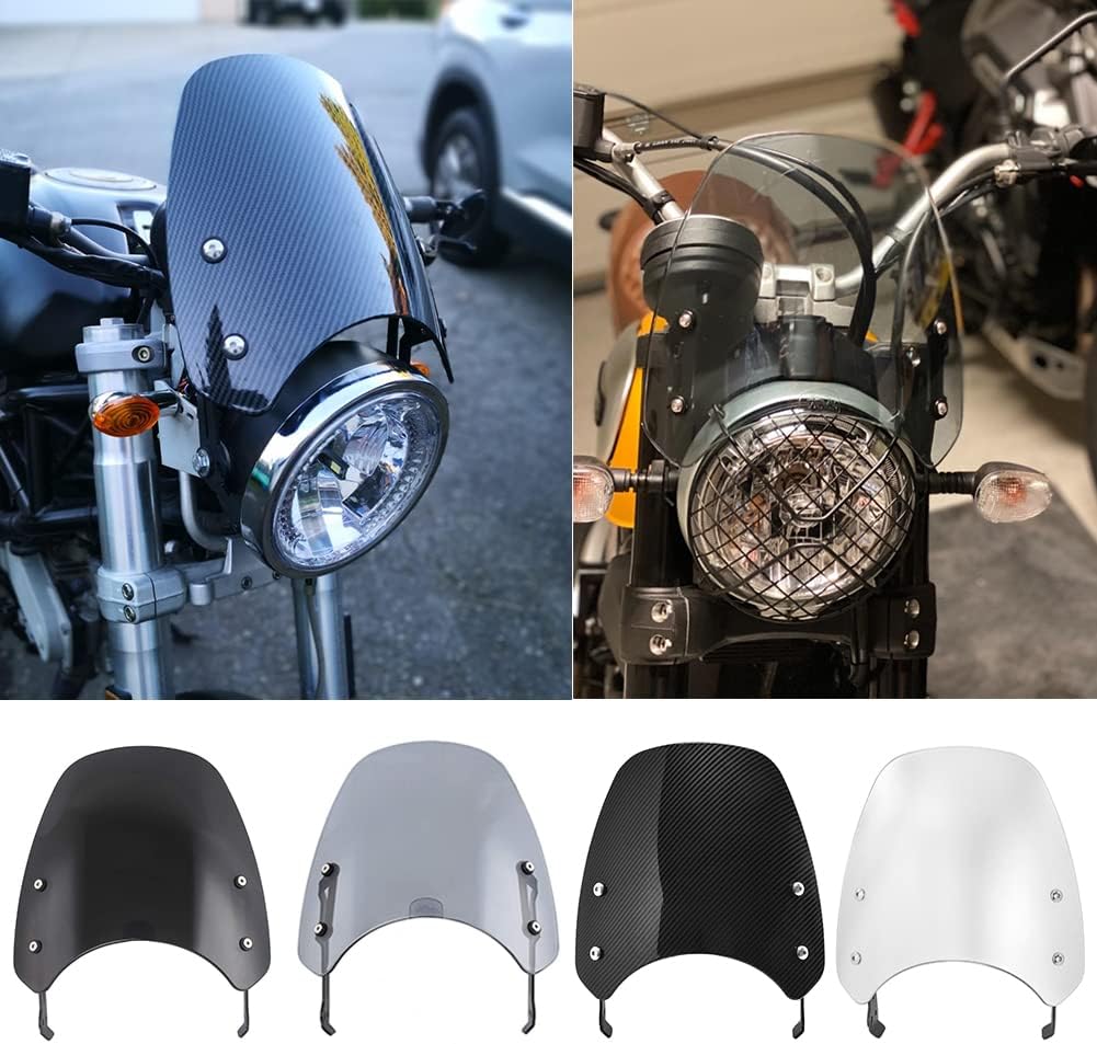Motorcycle Flyscreen Windshield Windscreen Wind Deflectors for Scrambler 400 800 803 Street Classic Icon Mach Sixty2 Full Throttle Desert Sled 2015 2016 2017 2018 2019 2020 (Smoke)