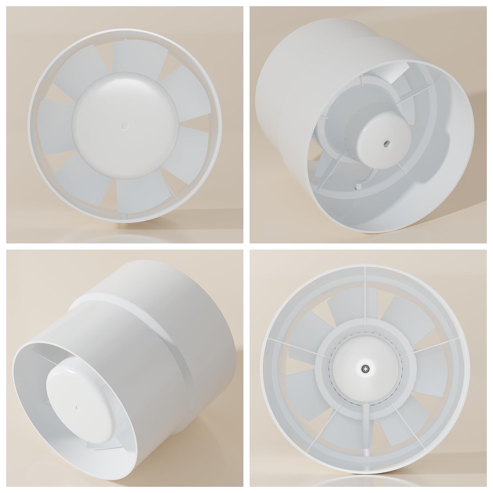 100mm 105mm Rohrventilator,Inline-Abluftventilator,Leise Rohrlüfter 130m³/h,Kanalventilator für Bad,Toilette,Küche,Gewächshaus,Zelt,Garage,Weiß（4 inch）