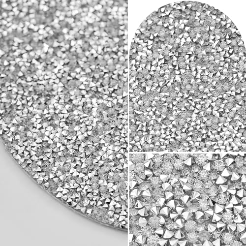 Cumouna 115-001-PLACEMATS Silver Placemat, Sparkle Glitter Rhinestones Table Mat Crushed Diamond Heart Shape Table Placemat 15Inch thumb #1
